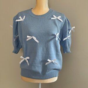 Dreamers Blue Sweater with White Bows